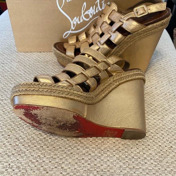 Christian Louboutin Barcelona 120 Rose Gold Wedges - Picture 8 of 10